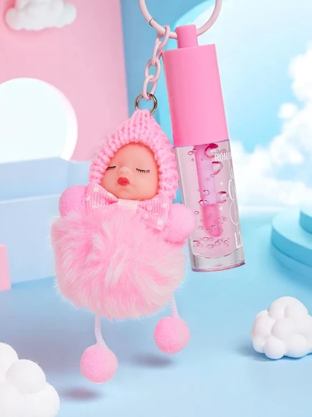 Lūpu spīdums bērniem ar lelli Gaiši rozā