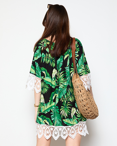 Women's black blouse with leaves PLUS SIZE - Clothing