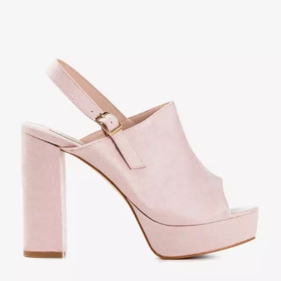OUTLET Светло-розовые босоножки из эко-замши на высокой стойке Tripsi-Shoes