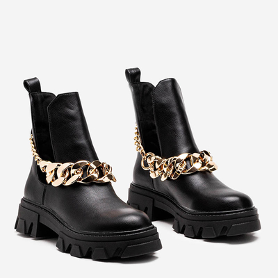 Black women's boots with chain Tenkay - Footwear