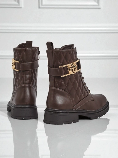 Sable Rose Quilted Faux Leather Ankle Boots