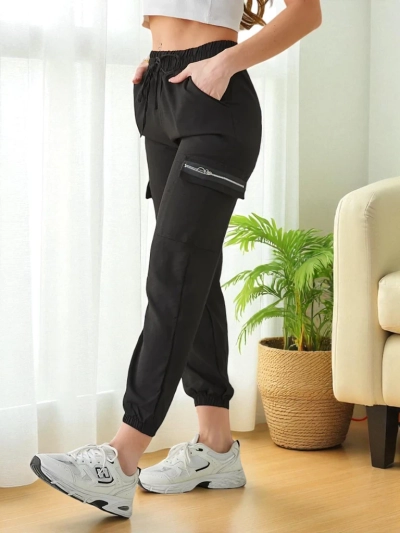 Pantaloni Elenna Sportivi Lunghi Neri con Tasca