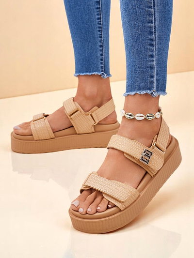 Royalfashion Beige Lavinia women's platform sandals – comfortable summer