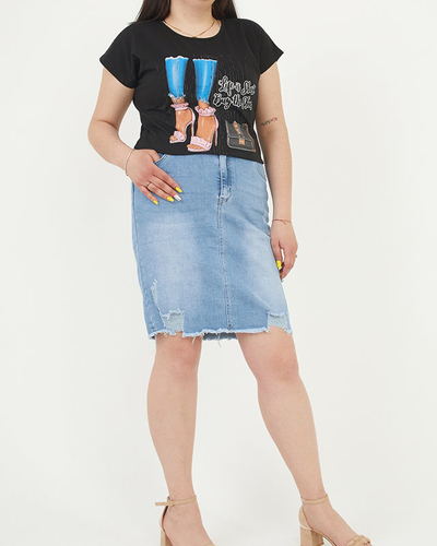 Black women's t-shirt with PLUS SIZE print - Clothing