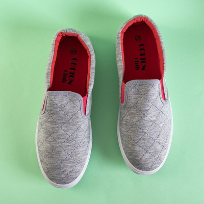 Gray women's quilted slip on with fuchsia inserts Weridia - Footwear