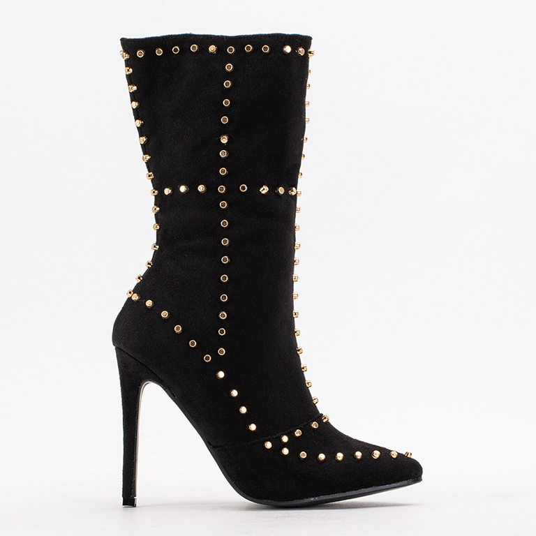 Черные высокие ботильоны на шпильках Rashiou