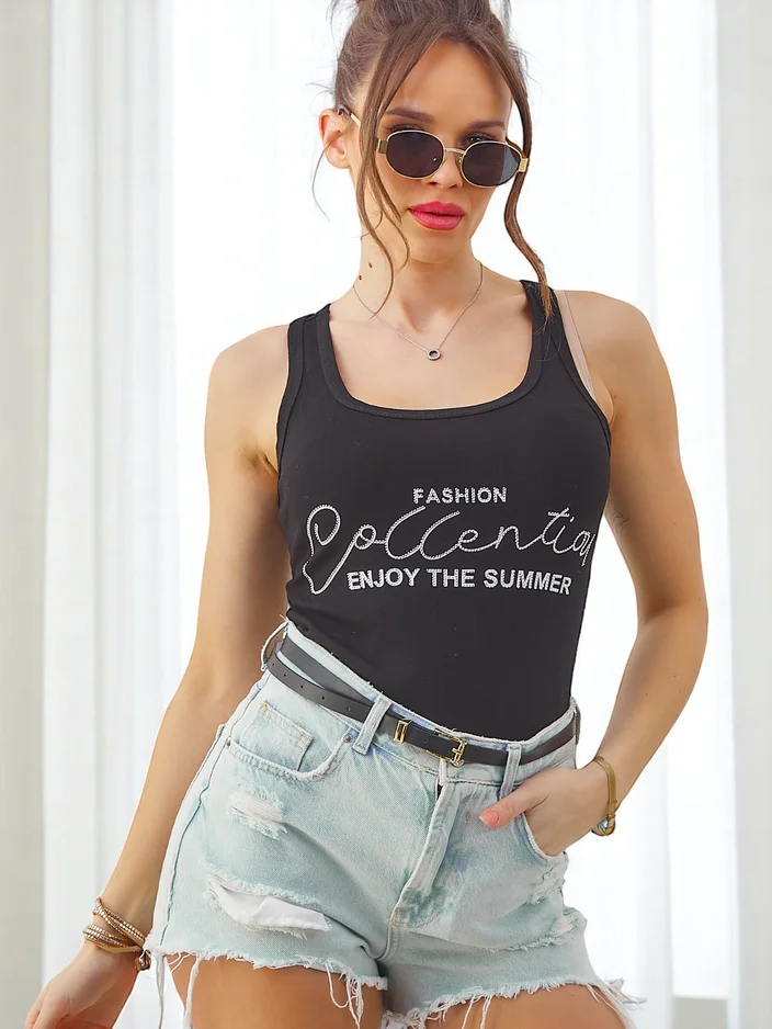 Royalfashion Sieviešu kokvilnas topiņš ar siksnām Izbaudi vasaru