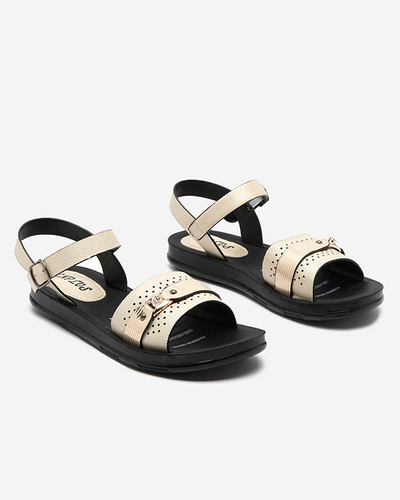 Spīdīgas smilškrāsas sieviešu plakanas sandales Nafi- Footwear