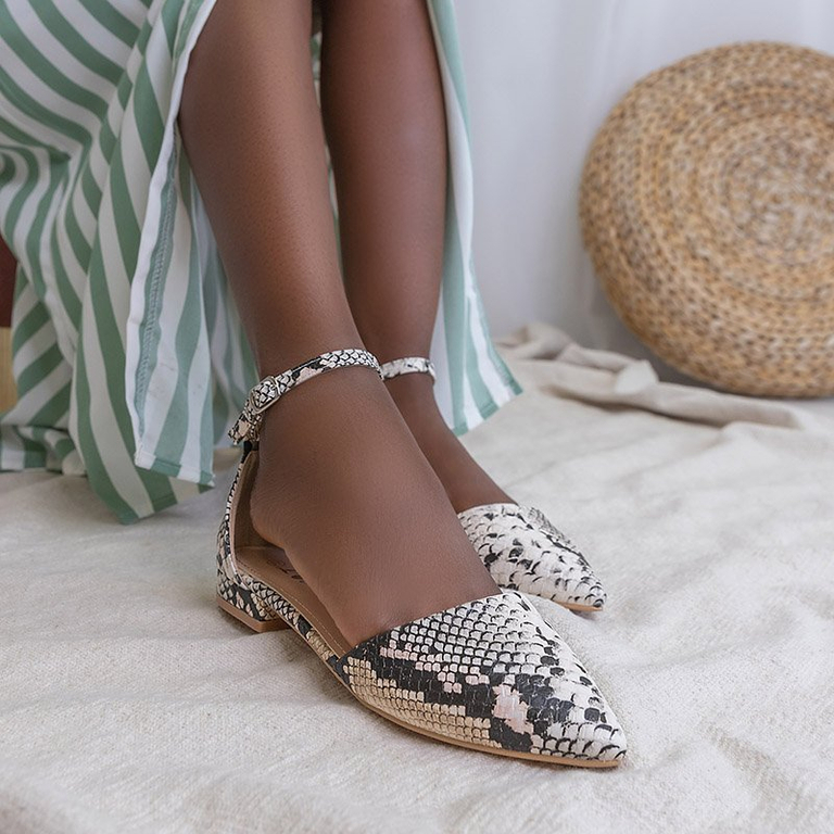 Beige women's ballerinas a'la snake skin Losetsa - Footwear