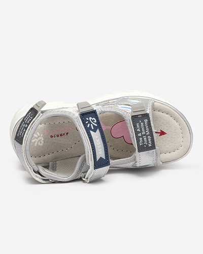 Silver children's sandals with colorful inserts Meniko - Footwear