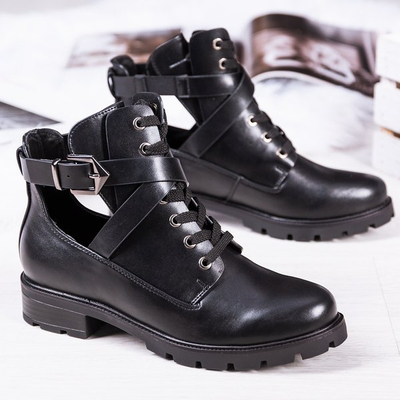 Black boots with flat heels Locca - Footwear 1