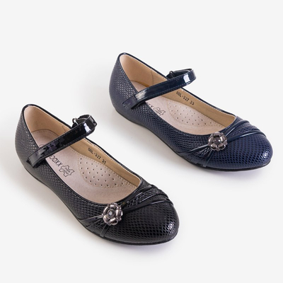 Black children's ballerinas with Neqe decoration - Shoes