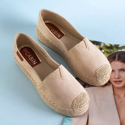 OUTLET Women's beige eco-suede espadrilles on the Ceresa platform - Footwear