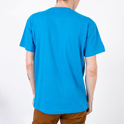 Blue men's cotton t-shirt - Clothing