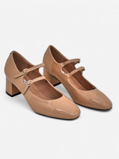 Royalfashion Patent women's heeled pumps with straps Ovigs