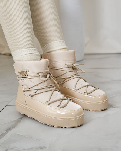 Royalfashion Sieviešu iešļūcamie zābaki a'la sniega zābaki bēšā krāsā Nevsone