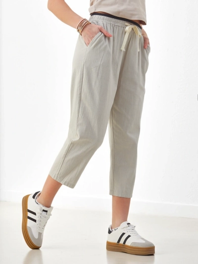 Royalfashion Kokvilnas platajās bikses sievietēm ar auklu