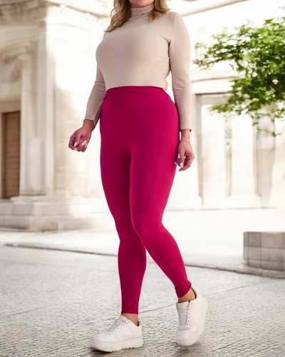 Bordo krāsas sieviešu bambusa legingi PLUS SIZE - Apģērbi