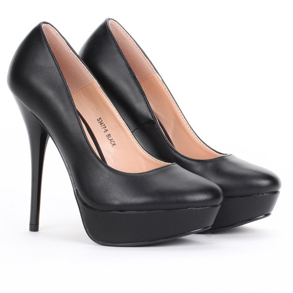 Czarne czółenka na platformie - Obuwie