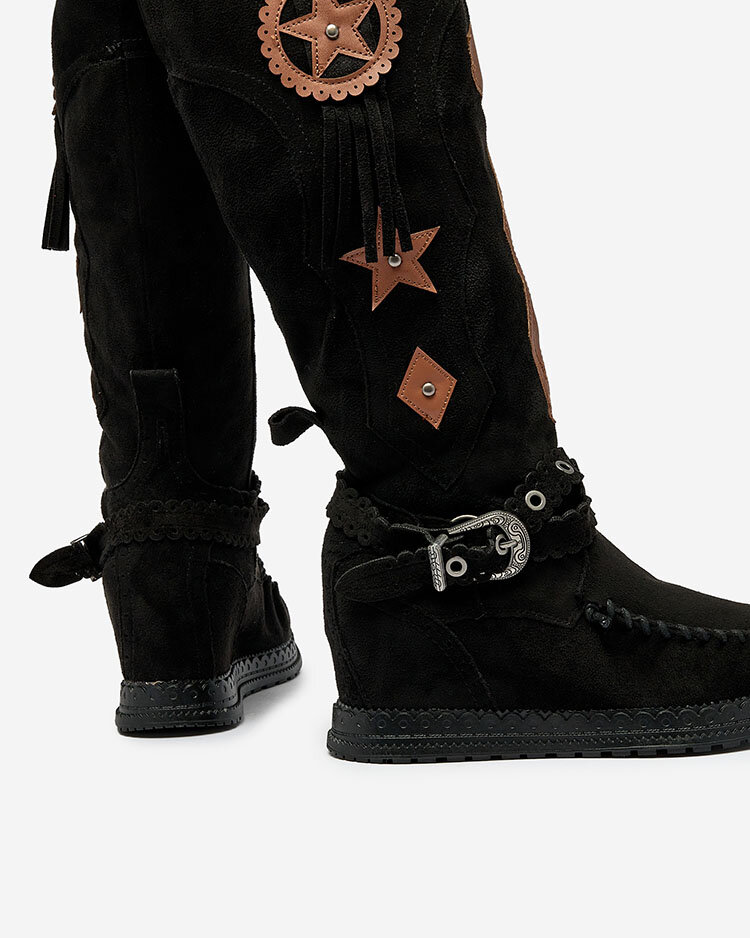 Royalfashion Black women's boots with hidden anchor Figgers