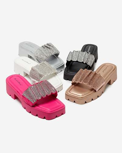 Sudraba sieviešu čības ar kubisko cirkoniju Emkoy - Apavi