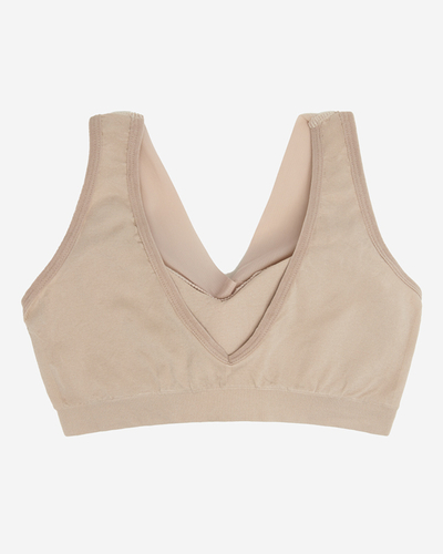 Beige Women's Sports Bra with Wide Straps - Underwear