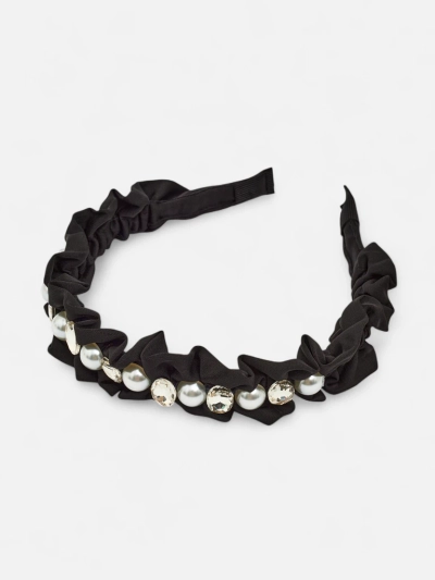 Royalfashion Headband with Ruching and Pearls