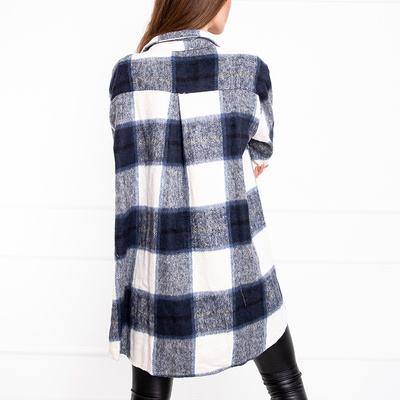 Ladies' navy blue checked shirt - Clothing