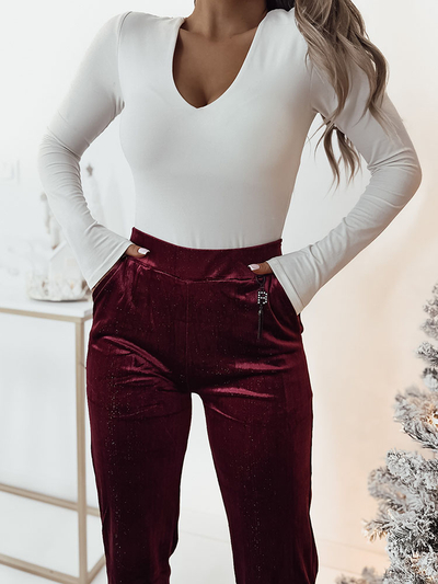 Royalfashion Темно-коричневые брюки из вельветовой ткани для женщин