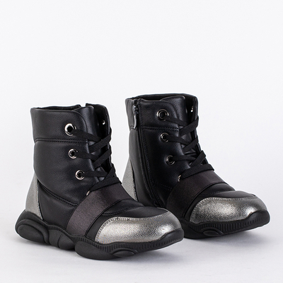 Black children's boots with silver inserts Kaliaso - Footwear