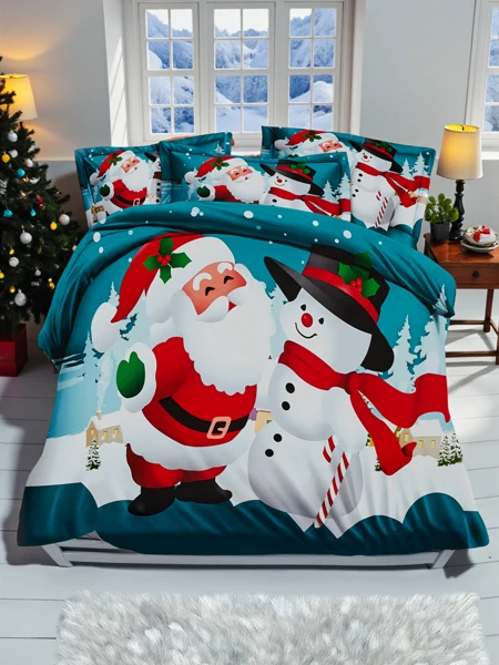 Milano Christmas Blue Bedding with Santa Claus