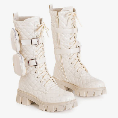 Bēšas krāsas zemi zābaki ar stepētu virsmu Tepani - Apavi