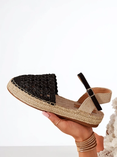 Ladies 'black espadrilles with an openwork Triumf - Footwear