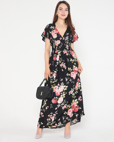 Airy black women's dress with short sleeves - Clothing