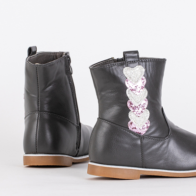 Pelēki meiteņu zābaki ar dekoratīvu virsu Noksimi - Apavi