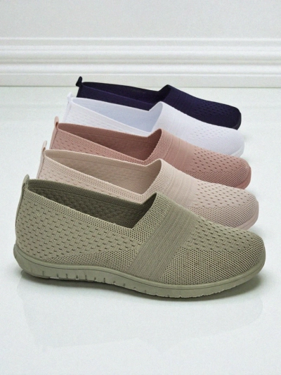 Gaia Verde Women's Moccasins – Comfortable Green Fabric Flat Shoes