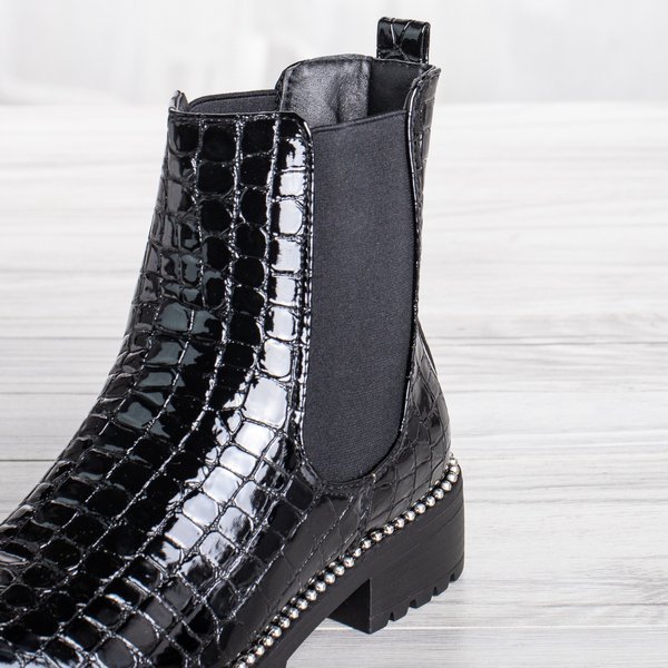 Lakierowane botki ze zwierzęcym tłoczeniem Panya - Obuwie