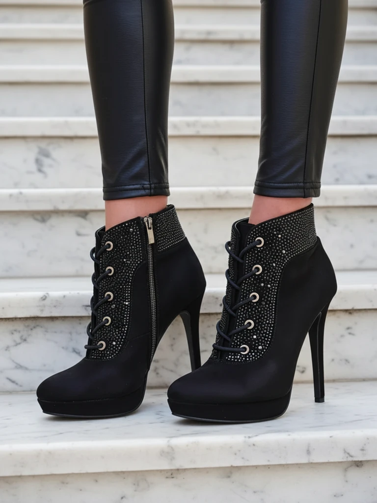 Royalfashion Women's heeled ankle boots with rhinestones Efelolo