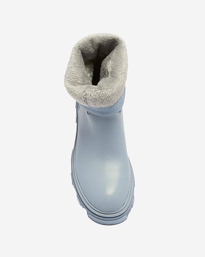Blue women's slip-on boots with Mekira insulation - Footwear