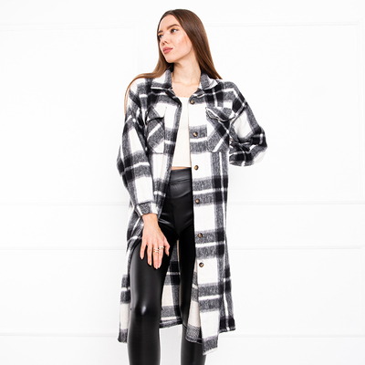 Women's black checked long shirt - Clothing