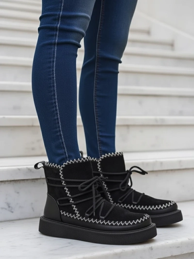 Royalfashion Women's Lace-Up Snow Boots Siozi