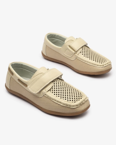 Детские ажурные мокасины бежевого цвета Nexxc- Footwear