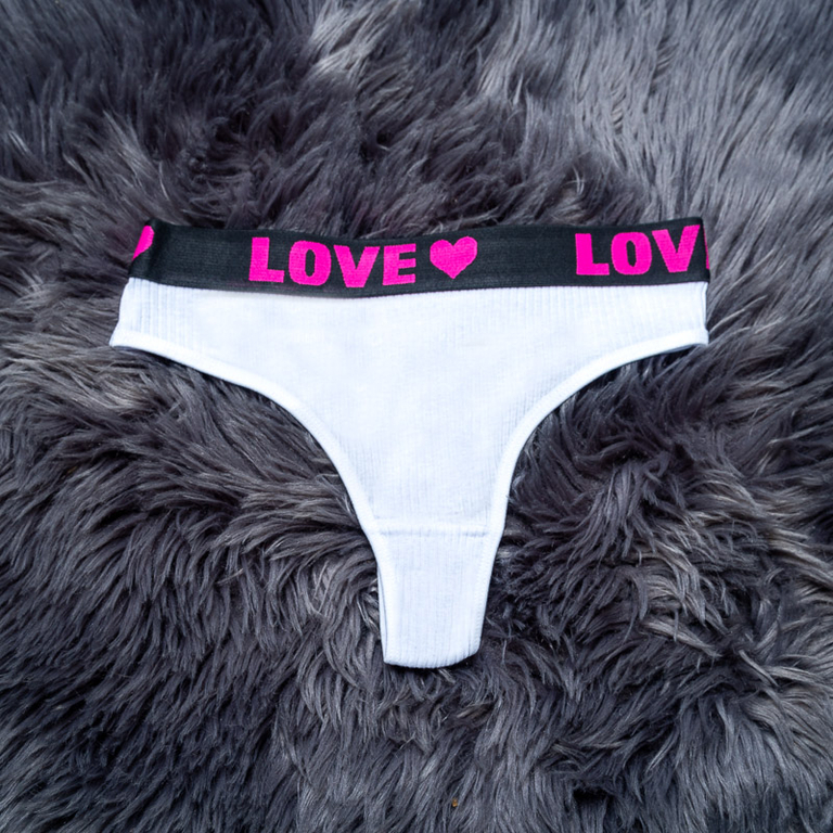 White women's thong with inscriptions - Underwear
