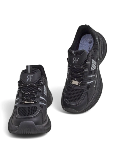 Športni ženski čevlji Royalfashion Hypatia črni s plosko peto 5 cm