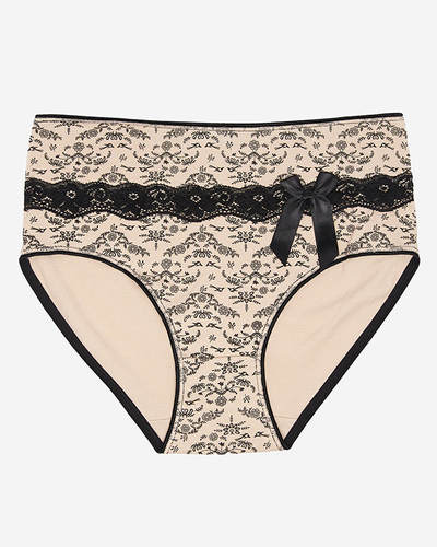 Women's panties with a print, beige color PLUS SIZE- Underwear