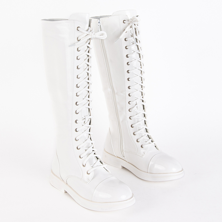 White lace-up patent leather boots Tristessa - Footwear
