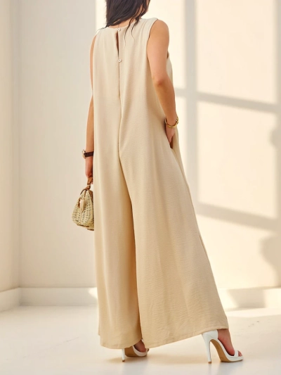 Jumpsuit Summer Long On Straps Marcellina Beige Viscose
