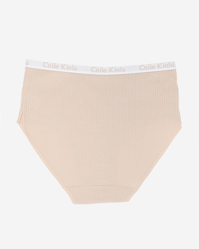 Beige women's cotton panties with stripes - Underwear