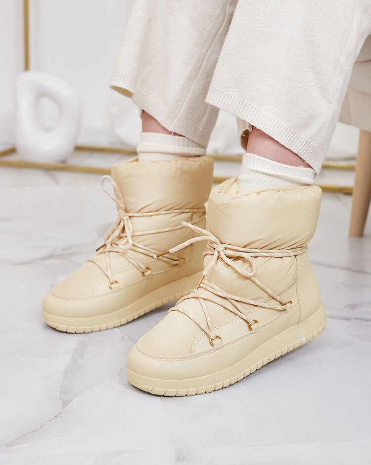 Royalfashion Women's slip-on snow boots in beige color Iredas