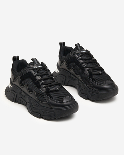 OUTLET Black women's sports shoes sneakers with mesh Dewinso - Footwear